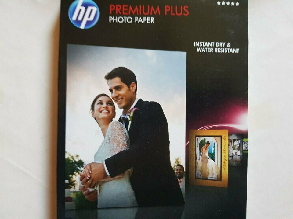 HP Fotopapier Premium Plus 10x15cm weiß glänzend 25 Blatt NEU OVP in Rhumspringe