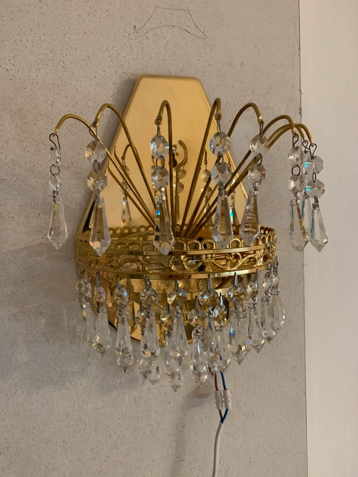 Wandlampen Kristallglas Messing vergoldet Vintage in Hemer