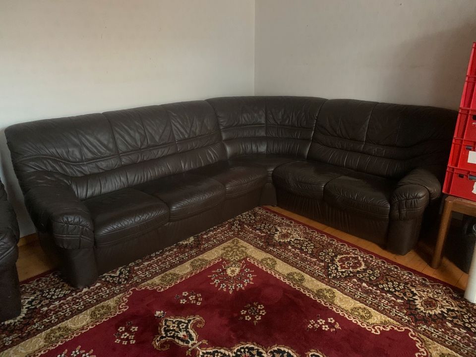 5 Sitzer Sofa + Sessel Schwarze Couchgarnitur Leder in St. Andreasberg