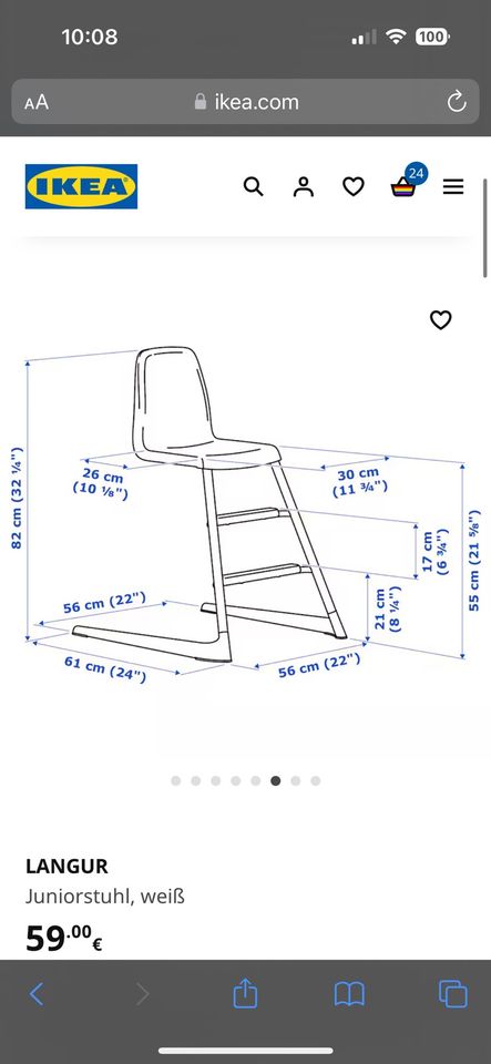 IKEA Langur Juniorstuhl Hochstuhl Stuhl Kinder weiß in Berlin