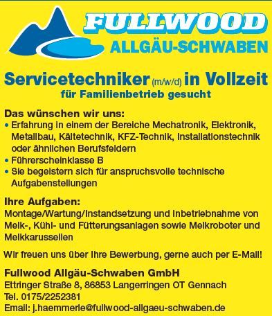 Servicetechniker m/w/d in Kaufbeuren