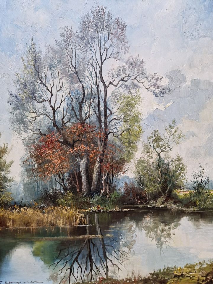 Ölgemälde Bild Vintage - Herbstliche Flusslandschaft 50x60 in Köln