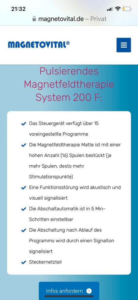 Magnetovital 200F  Matte Magnetfekdtherapie in Köln