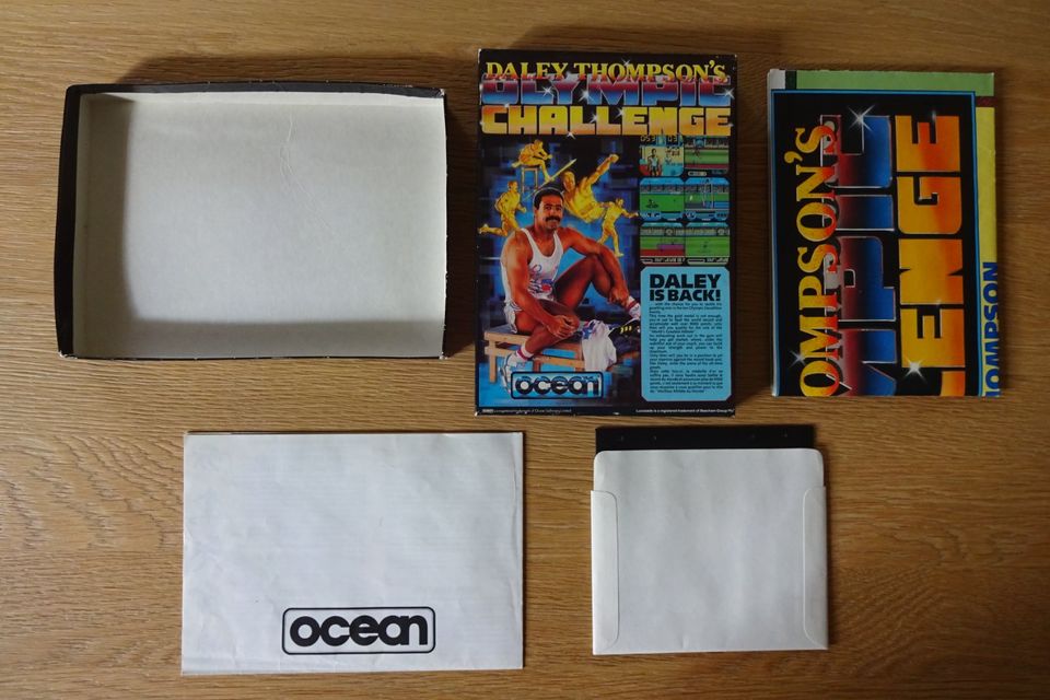 C64-Spiel "Daley Thompson's Olympic Challenge", Disk 1988, Poster in Wesel