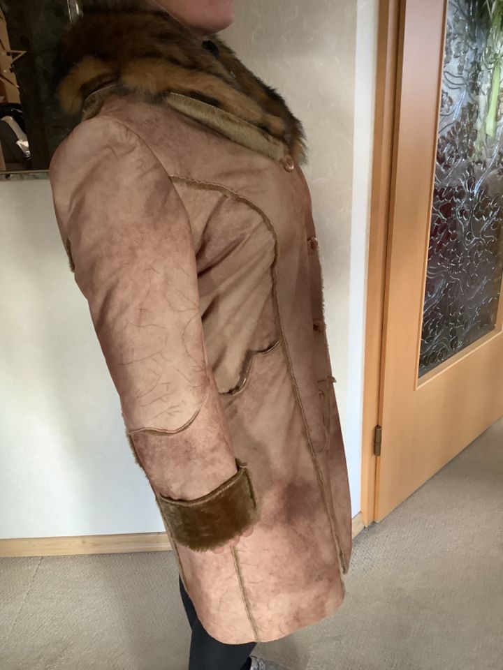 Spring Jacke Mantel hellbraun XXL 40 Wildlederoptik und teddy in Würzburg