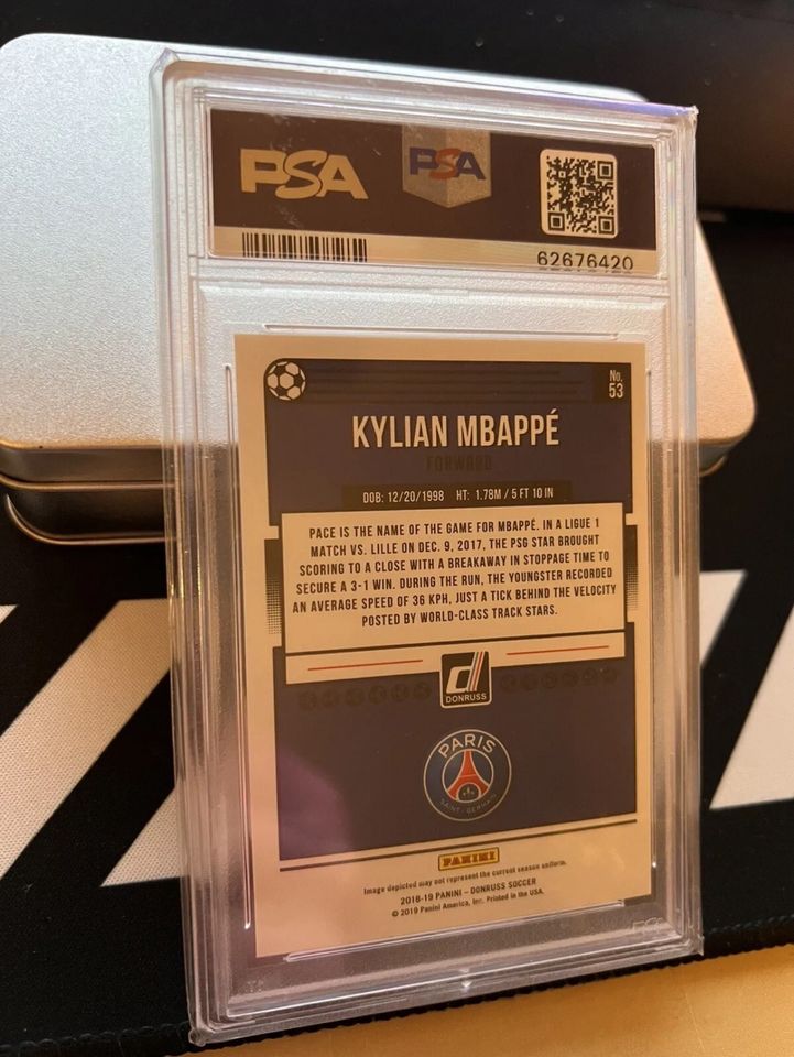 2018 Panini Donruss Kylian Mbappe #53 PSA 9 second year rc rookie in Peine