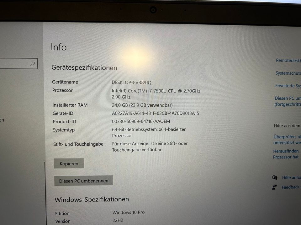 Lenovo Thinkpad T470 s  , 14“ zoll, i7-7500U, 24gb  RAM DDR-4, WIN 11 in Krefeld