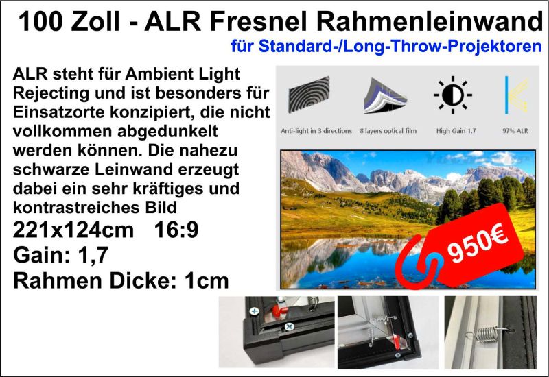 100 Zoll - ALR Fresnel Rahmenleinwand - Neu mit Rechnung in Hessen -  Wetzlar | Weitere TV & Video Artikel gebraucht kaufen | eBay Kleinanzeigen  ist jetzt Kleinanzeigen