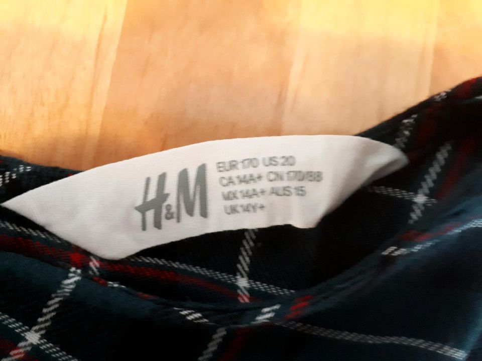 Shirt Bluse Blusenshirt Langarm H&M türkus karriert Größe 176 in Datteln