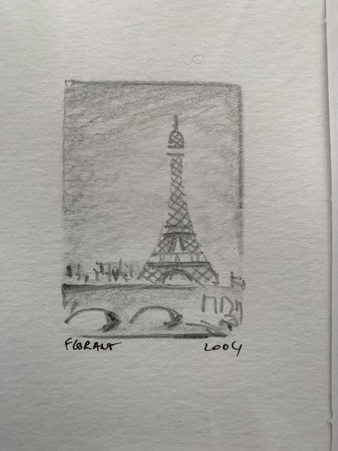 Bleistift Zeichnung Eiffelturm Paris Montmartre Künstler in Egelsbach