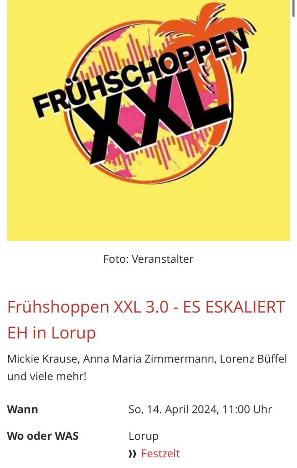 XXL Lorup Frühshoppen Tickets in Kluse
