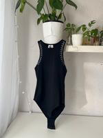 schwarzer Body mit Metallsteinen Druckknöpfen H&M Divided xs 34 Hessen - Fuldatal Vorschau