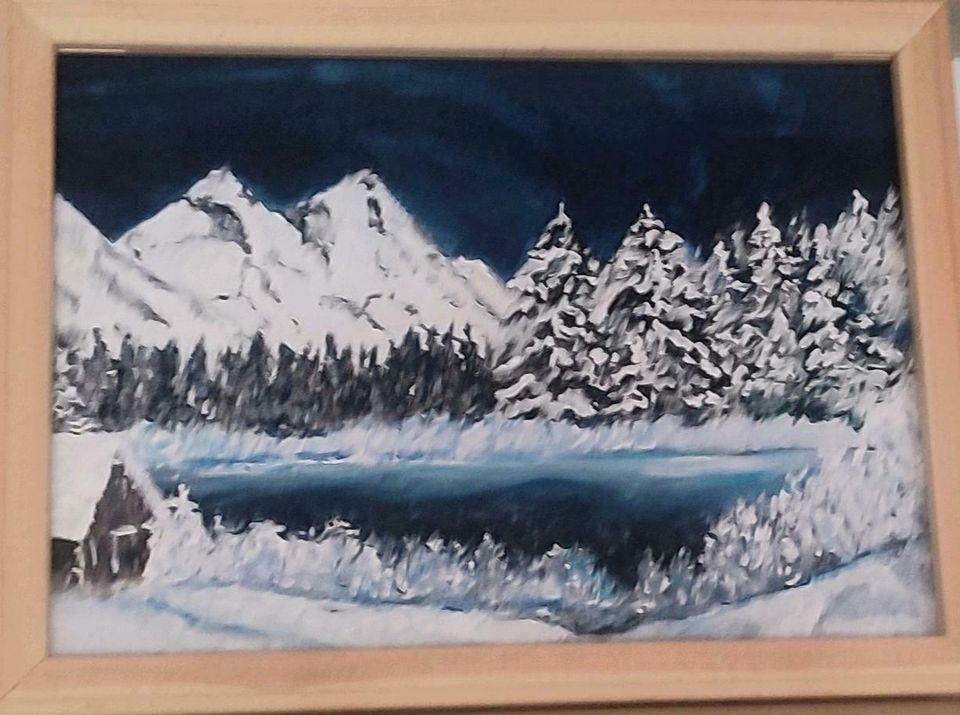 Acrylbild Bild auf Leinwand Winterlandschaft See Berge in Lübeck