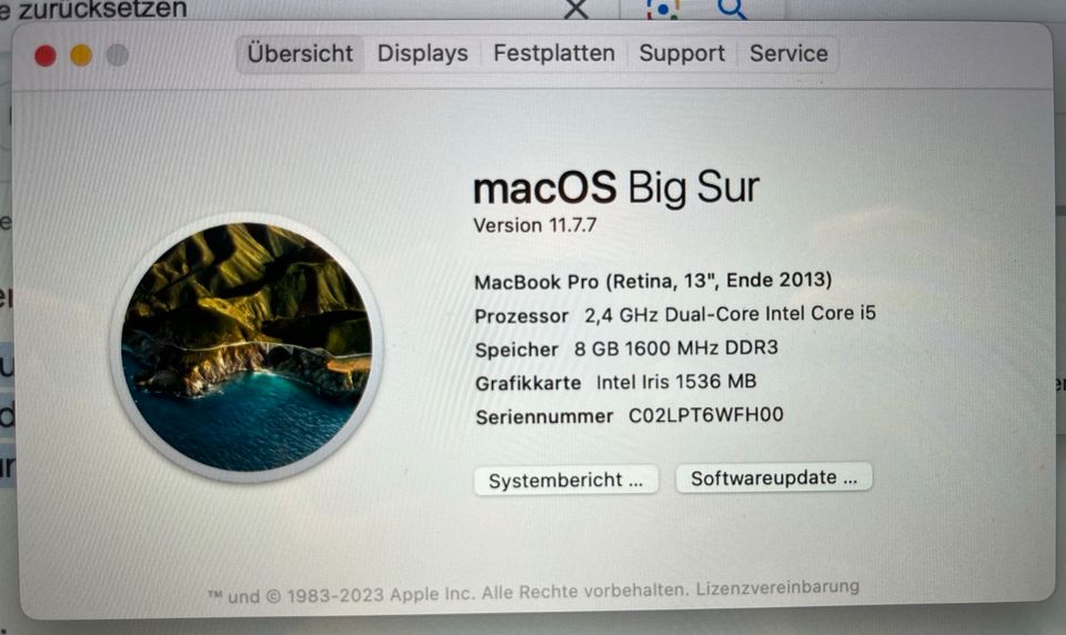 Apple MacBook Pro, Ende 2013, 250 GB in Norderstedt