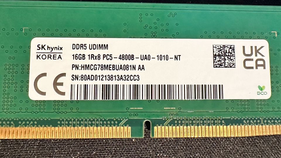 32GB Kit  (2x16GB SingleSide) SK Hynix DDR5-4800 ( 6400+! ) in Handewitt