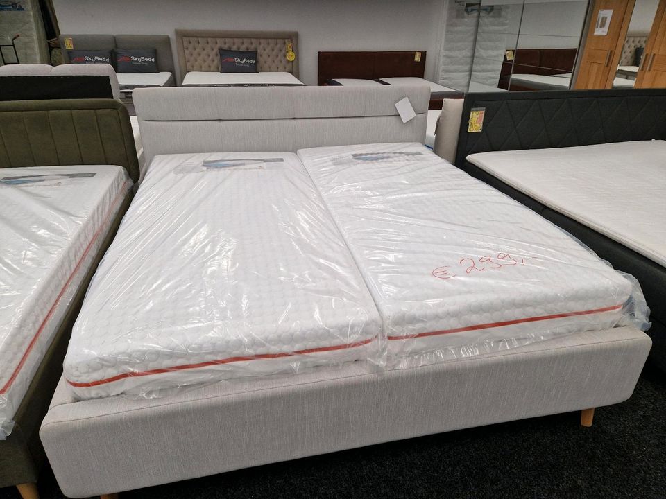 Bett  Polsterbett 180x200cm Beige Gewebter Stoff Hybrid-Matratze  Möbel Wurm in Osnabrück