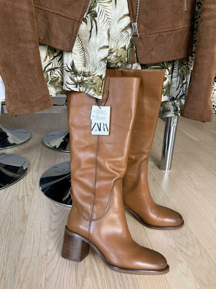 NEUE MIT ETIKETT ZARA LEDER KNIESTIEFEL in Lindau