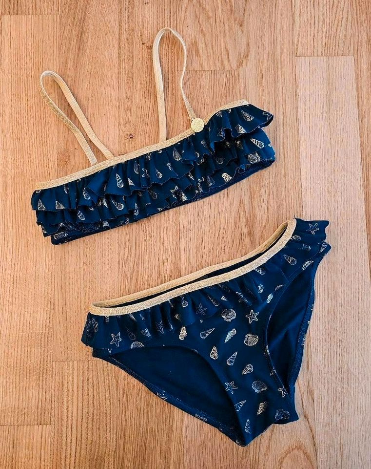 Gr.122 / 128 Badeanzug Bikini mit Volants Dunkelblau mädchen in Düsseldorf