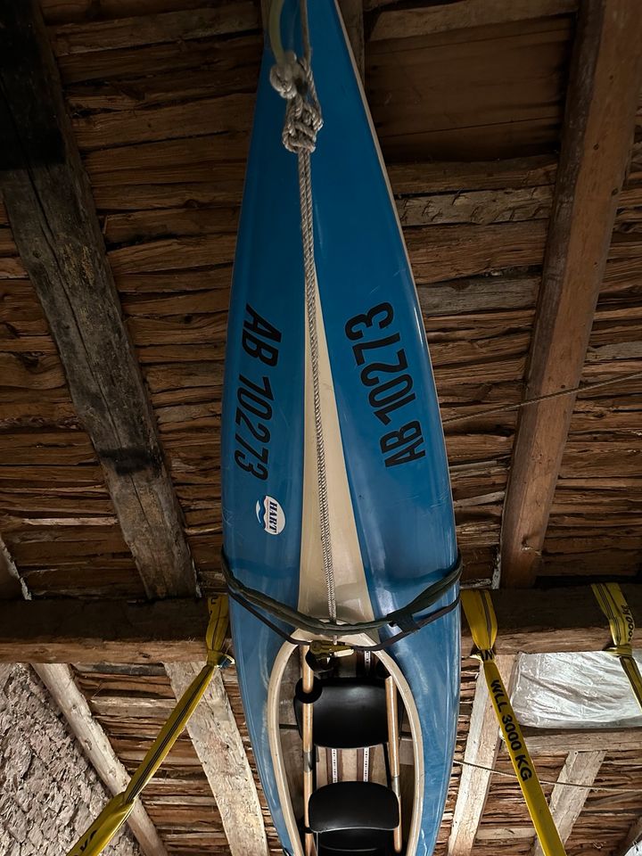 GFK Kayak Zweisitzer mit Paddeln und Ruder in Obernburg