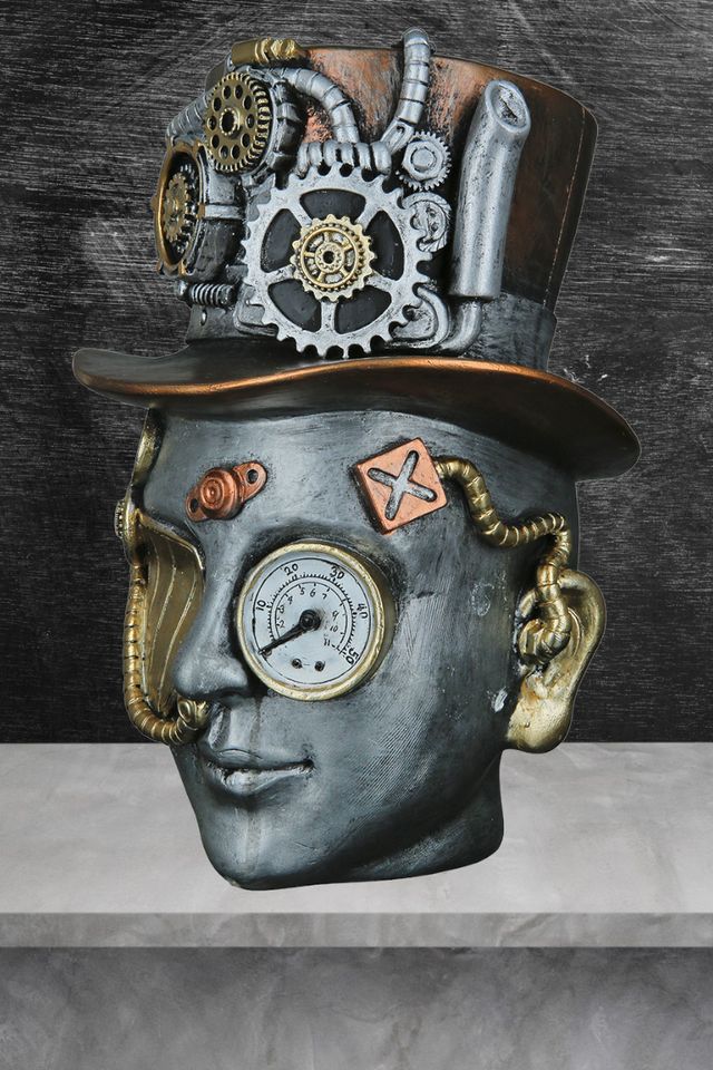 Gilde Dekofigur Skulptur Steampunk Female Kopf mit Hut Deko in Winsen (Luhe)