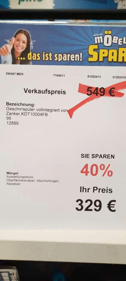 Geschirrspüler Zanker,statt 549€ in Merseburg