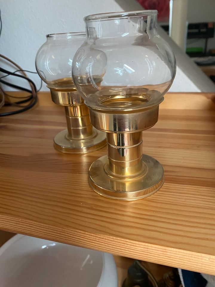 Föhl Teelichthalter/ Messing Glas  Kerzenhalter 2 Stück in Lübeck