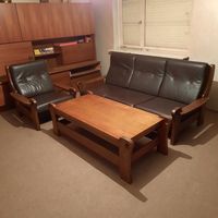 Leder Couch Garnitur mit Tisch, Eiche, braun Hessen - Heuchelheim Vorschau