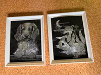 2 Kratzbilder, Hund und zwei spielende Hunde, schwarz-silber mit Bayern - Schwarzenbach a d Saale Vorschau