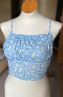 Zara | Süßes Crop Top in Hellblau mit Blümchen | Gr. S 36 Saarland - Eppelborn Vorschau