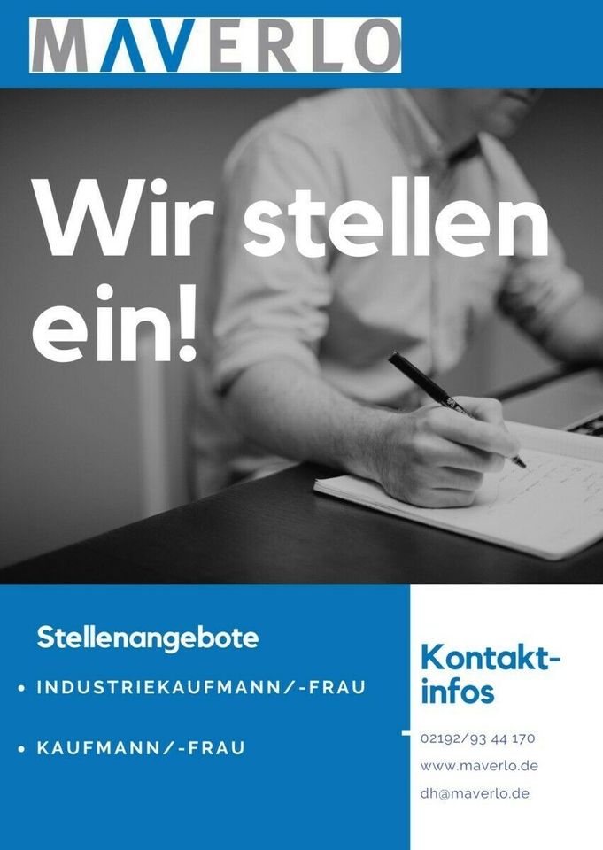Ab Sofort Industriekaufmann/-frau  Kaufmann/-frau Büromanagement in Hückeswagen