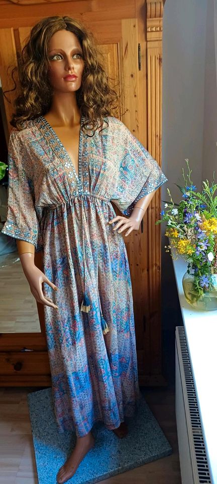 Maxikleid S M L Kleid boho Hippie ibiza bohemia ethno Seide in Mannheim