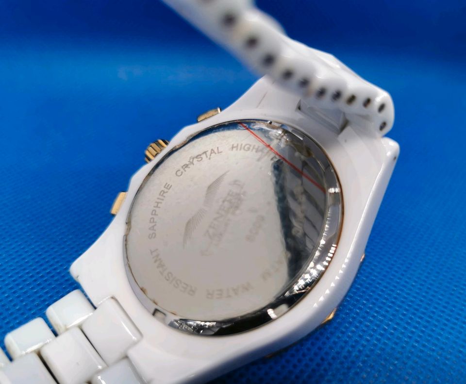 Keramik Herren Uhr Zenete Luxury Watch weiß gold in Görzig