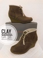 36 Clay Keilabsatz Stiefel Schuhe Winter Herbst Damen vintage ret Nordrhein-Westfalen - Leverkusen Vorschau