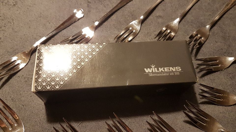 12 Kuchengabeln  Wilkens 800 Silber Chippendale + Etui in Winsen (Luhe)