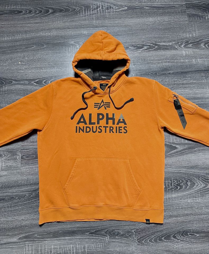 Alpha Industries Hoodie XXL Orange Pullover Sweater Hoody in Quierschied