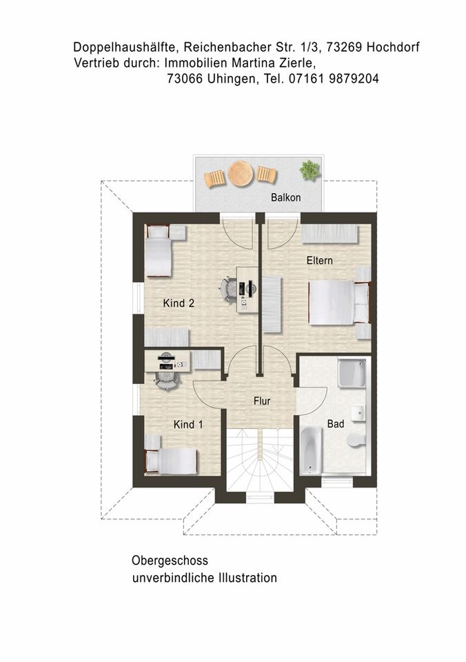 Neubauprojekt in Hochdorf, schöne DHH, 2 Terrassen, Balkon, Garten, KfW55, Carport und Stellplatz in Hochdorf