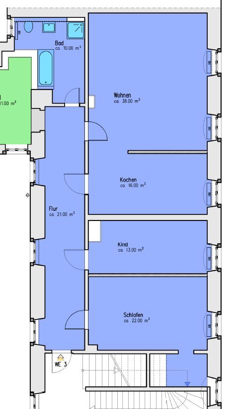 Hochwertiges Wohnen in neusanierter großzügigen 3 Raumwohnung im absoluten Zentrum von Freiberg in Freiberg