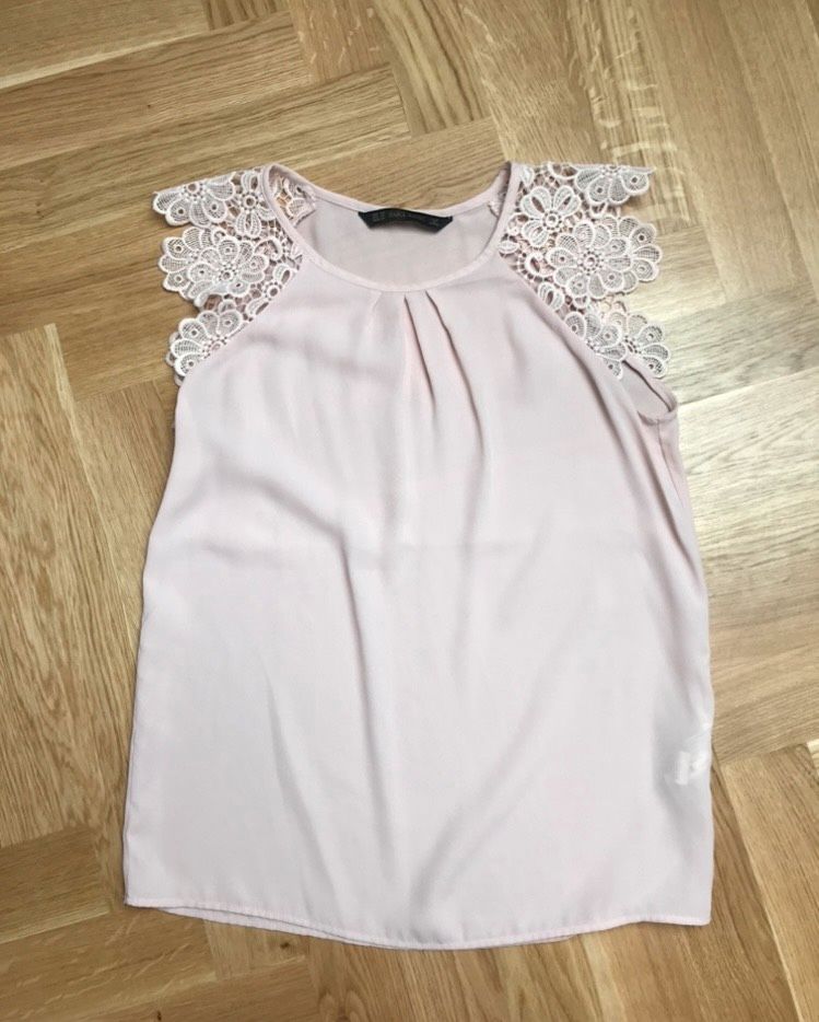 Zara Bluse Oberteil Shirt mit Spitze Musselin in Moers