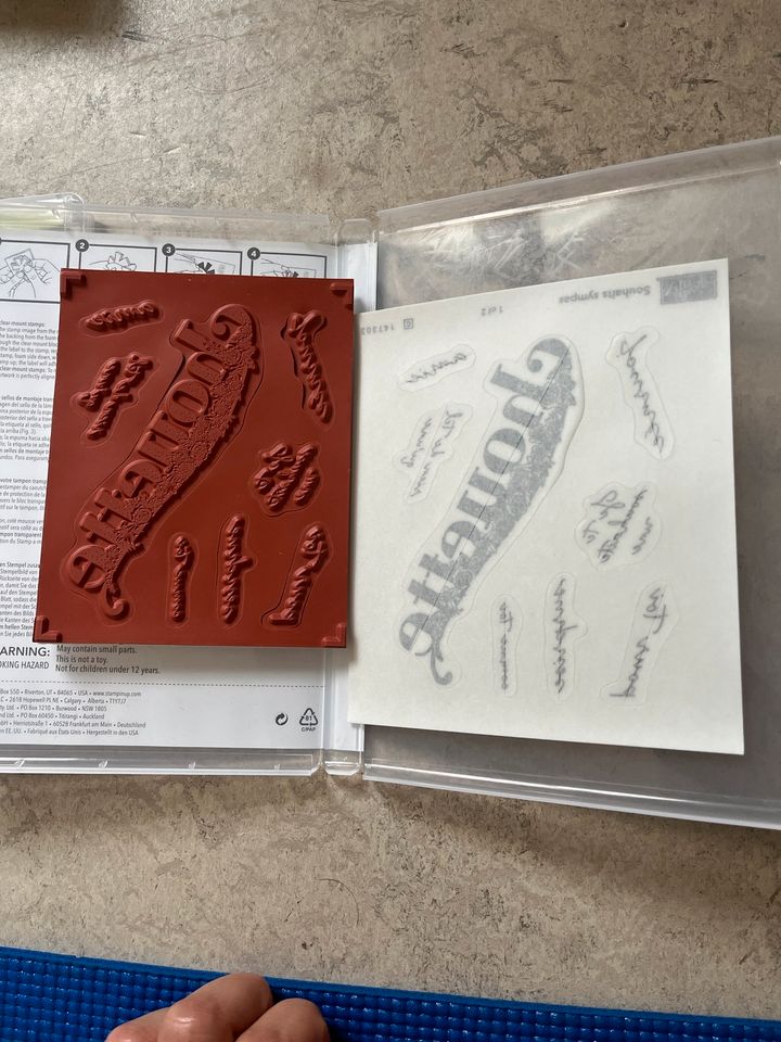 Stampin Up Stempel 2er Set „Freude“ Französisch in Wellen