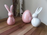 Keramik Hasen Set 3 tlg. weiß rose Ei Deko Ostern 13 cm Bayern - Obernburg Vorschau