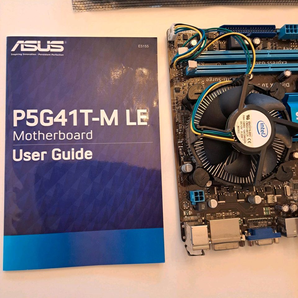 Asus Motherboard mit CPU und Lüfter P5G41T-M LE in Hessisch Lichtenau