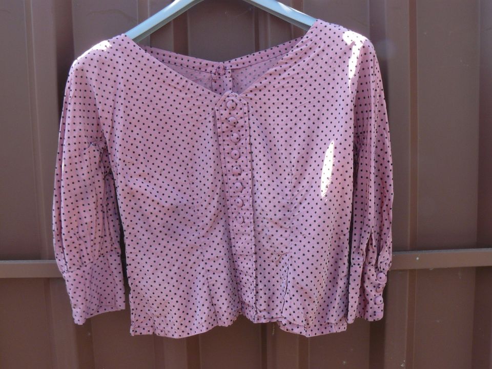 Bluse Rosa mit Punkte  Damen Bluse Kurz 40er Jahre Handarbeit* in Kirchlengern