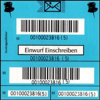 PIN AG: Marke für Zusatzleistung "Einwurf-Einschreiben", blau, pf Brandenburg - Brandenburg an der Havel Vorschau
