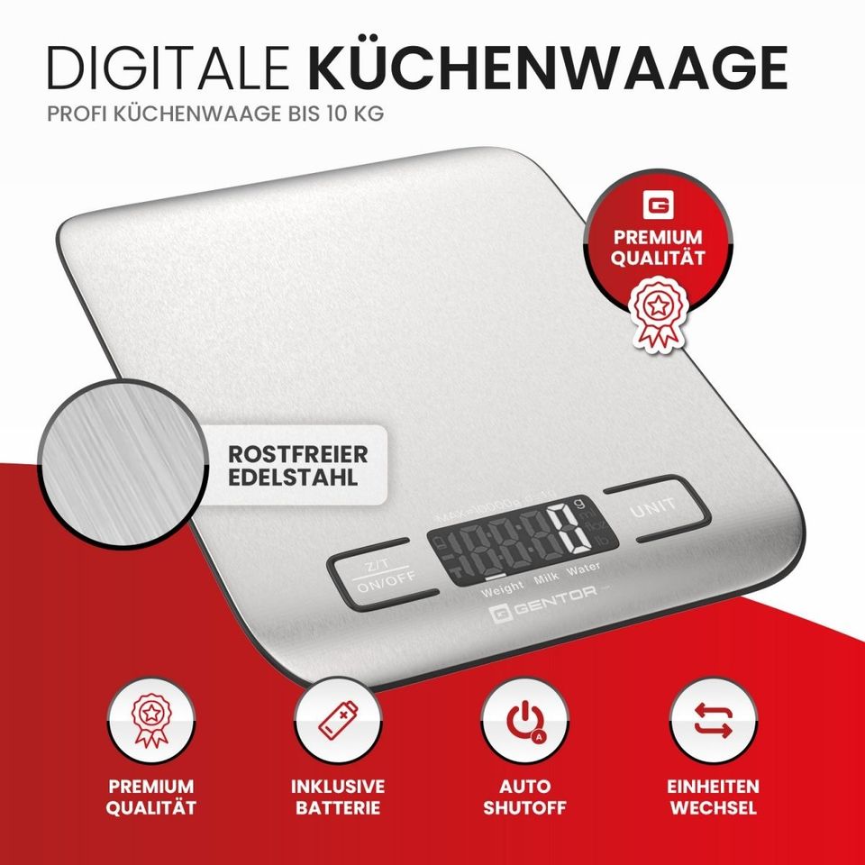 GENTOR Küchenwaage Digital,Digitalwaage 5kg - auf 1g Präzise Mess in Heilbronn