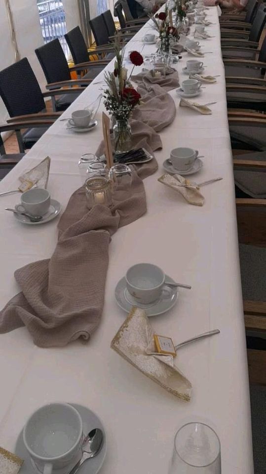 Musselin Tischläufer & Servietten Hochzeit BEIGE mieten kaufen in Waging am See