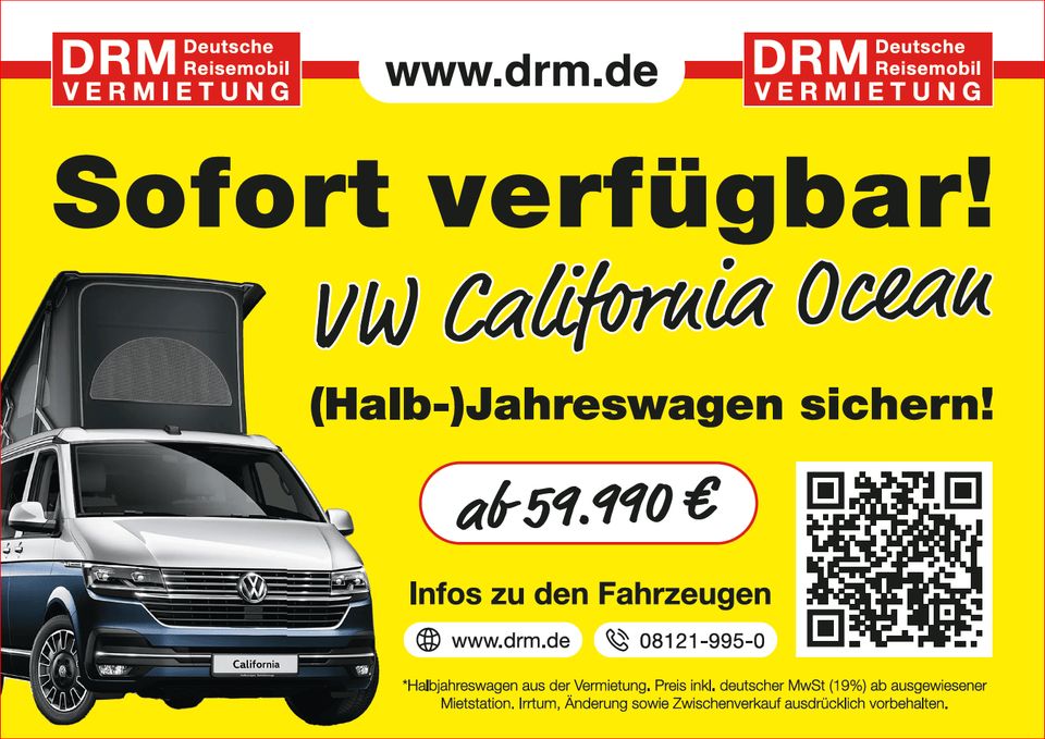 VW California Ocean Jahreswagen kaufen - ab 59.990 € in Markt Schwaben