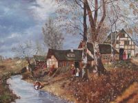 Original Leinwand Acrylbild Bild Gemälde Landschaft Dorf Häuser Nordrhein-Westfalen - Troisdorf Vorschau