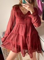 Free People Boho Mini Peasant Dress Burgunder Rot Minikleid $159 Baden-Württemberg - Durmersheim Vorschau