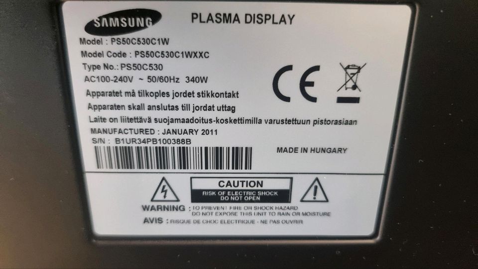 DEFEKTER 50 Zoll Samsung PlasmaTV PS50C530C1W in Oberndorf am Neckar