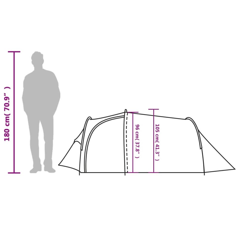 Campingzelt 4 Personen Grau & Orange 360x135x105 cm 185T Taft in Bad Kissingen